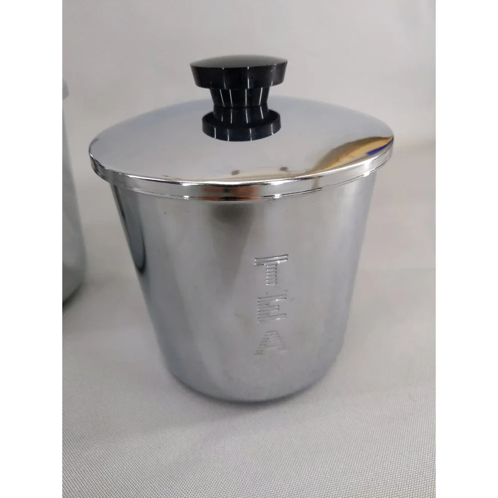vtg‎ Everedy Canister Set Silver Chrome 4 Piece Nesting Flour Sugar Coffee Tea
